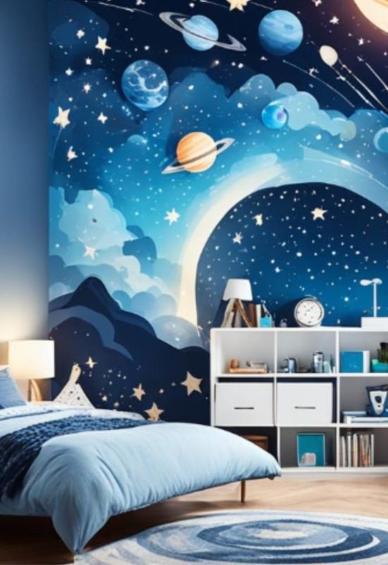 Quarto com decoração espacial
